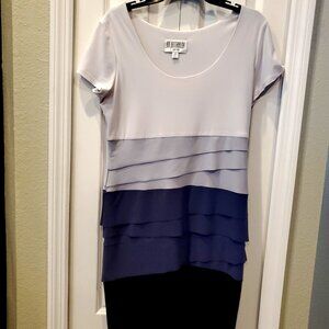 Julian Taylor New York Dress White Grey & Black Ruffled Layered ~ Size 10
